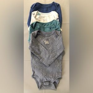 Bundle of 4! Baby Boys Long-Sleeve Onesies/Bodysuits, Size 12M